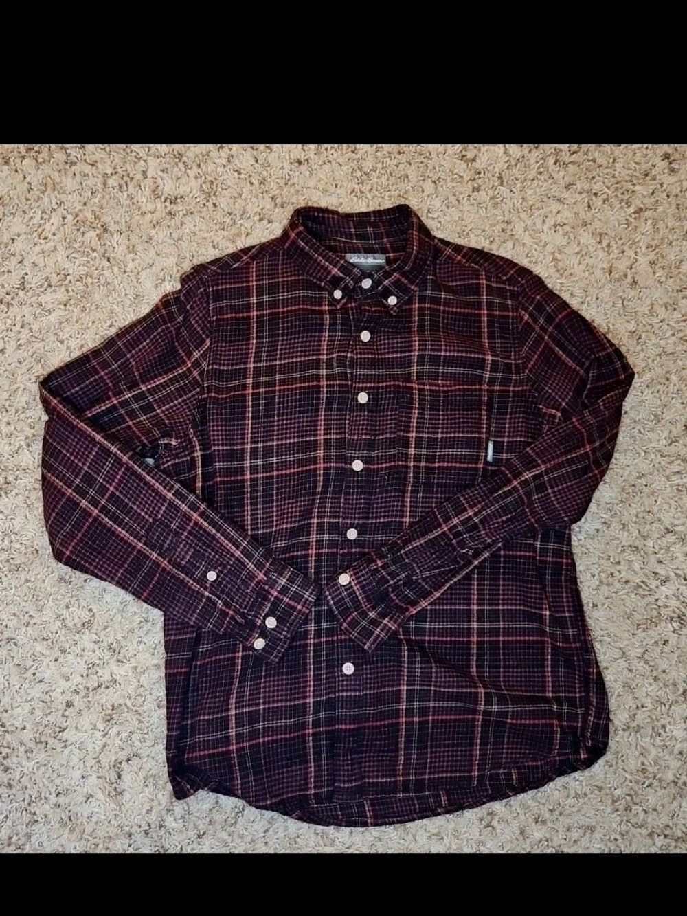 Eddie Bauer Flannel Shirt Mens Medium Plaid Relaxed Fit Long Sleeve Hiking